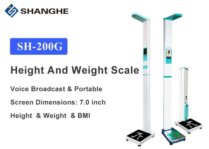 Portable Bluetooth Digital Scale With Height Rod , Medical Centers Automatic Height And Weight Machine